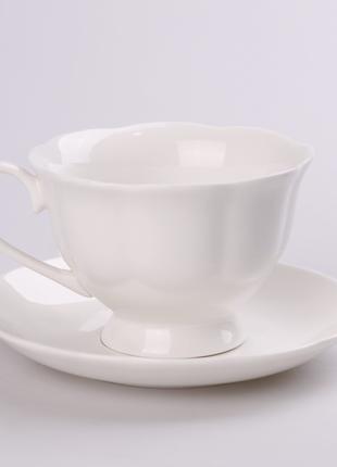 Чашка чайная из фарфора 200 мл с фарфоровым блюдцем DM-11