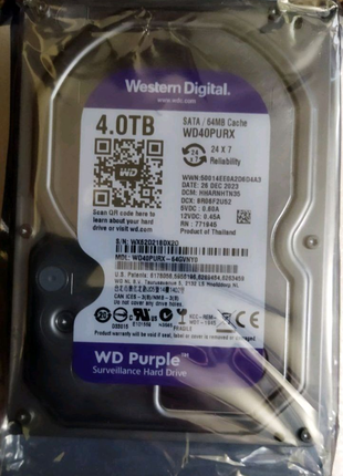 Жорсткий диск 3.5" SATA 4TB WD Purple (WD40PURZ)