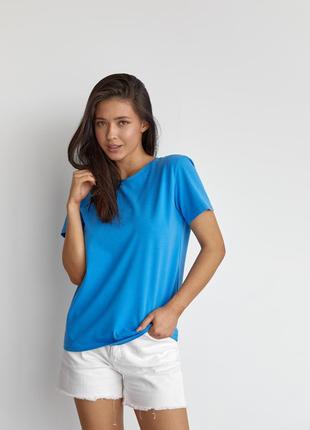 Женская базовая футболка цвет голубой р.XL 449910