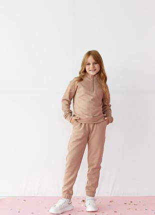 Детский костюм худи и джогеры для девочки цвет мокко р.152 438775