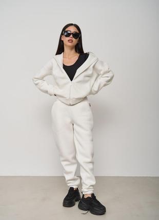 Женский спортивный костюм на флисе цвет белый р.XS 442400