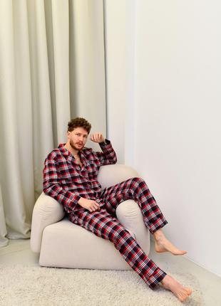 Мужская пижама из байки Brandon цвет сине-красный р.XL 442031