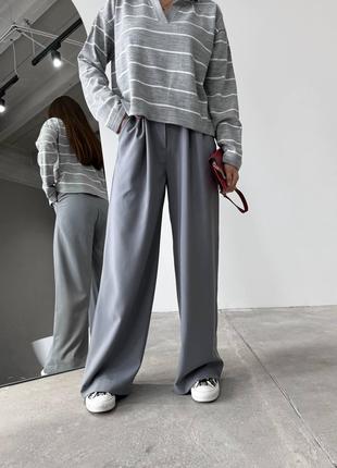 Женские брюки с декоративным шнурком цвет серый р.44 451527