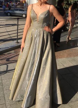 Вечірня сукня випускна золото срібло Tarik Ediz