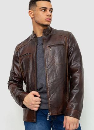 Куртка мужская демисезонная экокожа, цвет коричневый, размер 4...