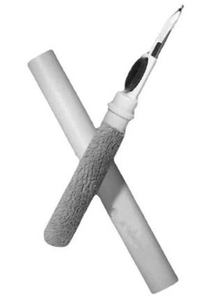Многофункциональная ручка щетка для чистки наушников цвет белый