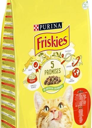 Сухой корм для взрослых котов Purina Friskiesс говядиной, кури...