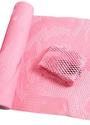 Сотовая крафт бумага Honeycomb, рулон - 30 см х 10 м, розовая