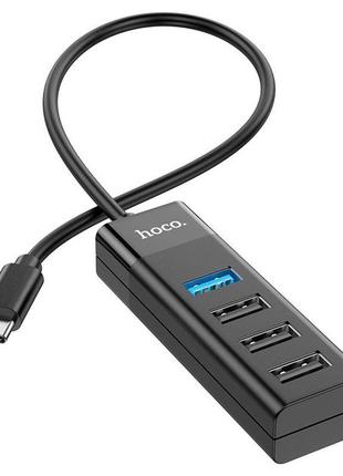 Кабель USB Мульти адаптер Хаб Hoco HB25 / Type-C - USB хаб 4 в...