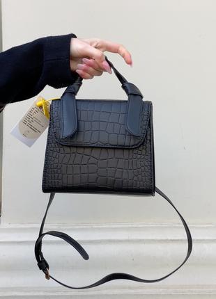Женская сумка кросс-боди рептилия A1325 черная
