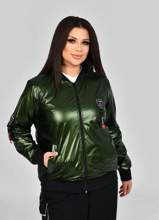 Женская куртка цвет зеленый р.48/50 453432