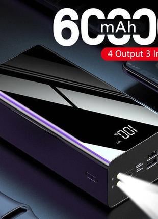 Power Bank 60000 mAh повербанк с экраном и фонариком 115 (Blac...