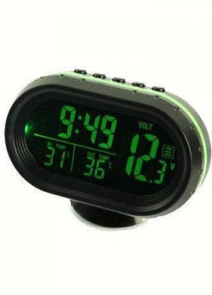 Автомобильные часы VST - 7009V подсветка + 2 термометра + воль...