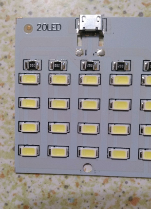 Світлодіодна панель 5 В, micro USB, 20 smd led,