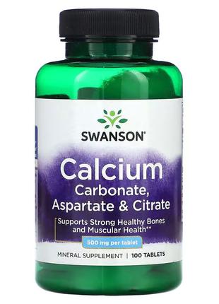 Кальцій Swanson Calcium Carbonate, Aspartate & Citrate 500 mg ...