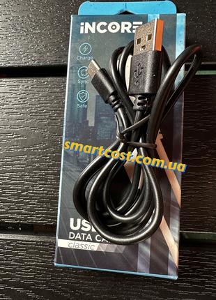 USB кабель зарядки INCORE Classic Type-C 2A/1m черный