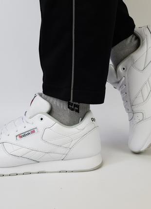 Кросівки чоловічі весна літо білі Reebok Classic Leather. Жіно...