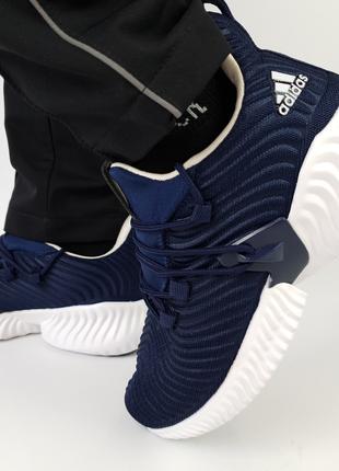 Летние кроссовки мужские темно синие с белым Adidas Alphabounc...