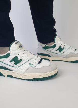 Кроссовки мужские зеленые New Balance 550 Green White. Стильны...