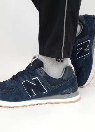 Кросівки чоловічі замшеві сині New Balance 574 Blue. Взуття із...