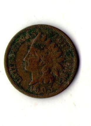 США 1 цент 1905 рік Indian Head Cent №1650