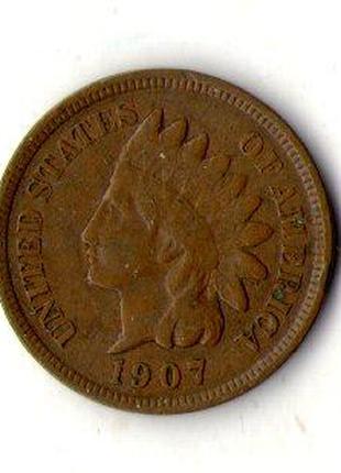 США 1 цент 1907 рік Indian Head Cent №1651