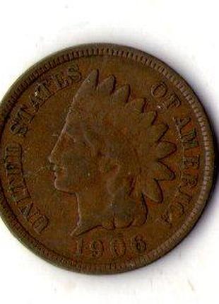 США 1 цент 1906 рік Indian Head Cent №1653