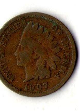 США 1 цент 1907 рік Indian Head Cent №1646