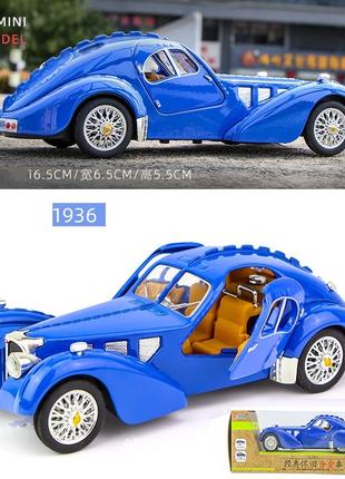 Модель ретро автомобиля Bugatti Atlantic синий (1:28) Бугатти ...