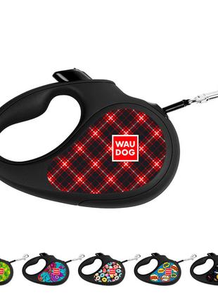 Поводок-рулетка для собак WAUDOG R-leash, рисунок "Шотландка",...