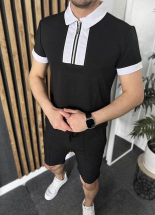 Комплект мужской футболка + шорты (Черный)