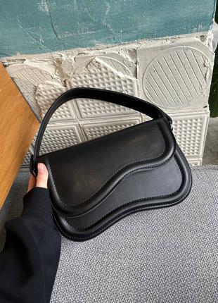 Жіноча сумка чорна сумка чорний клатч багет сумка сумочка
