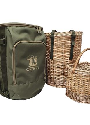 Рюкзак с 2 плетеными корзинами для грибника "Acropolis" РНГ-8