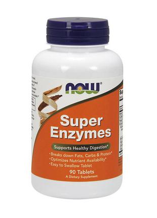 Ферменты пищеварительные Энзимы Super Enzymes (90 tabs), NOW 18+