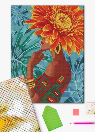 Алмазная мозаика "Девушка - тропический цветок", "DBS0033", 40...