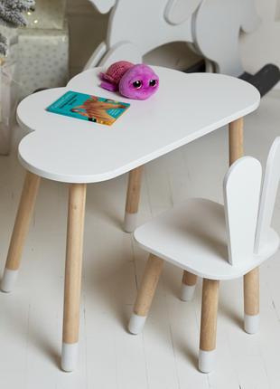 Дитячий стол тучка и стул белый зайка. Для игры, рисования, уч...