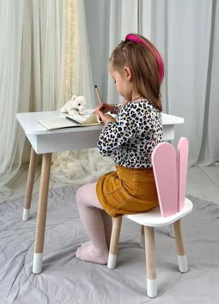 Детский столик и стульчик белый. Столик с ящиком для карандаше...