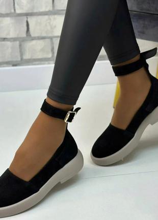 Женские туфли с пряжкой материал замш цвет черный размер 37 (2...