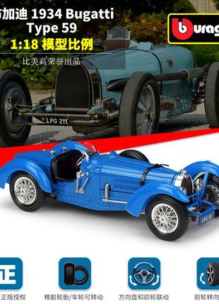 Автомодель Bburago (1:18) Bugatti Type 59 (1934 г) Синій