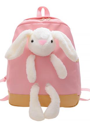 Детский рюкзак Lesko A-7757 Bunny Pink на одно отделение с рем...