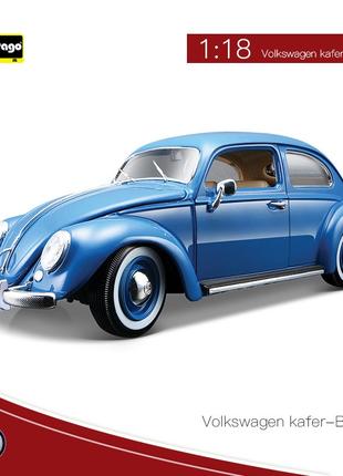 Модель автомобиля Bburago 1:18 Volkswagen Beetle 1955 года син...