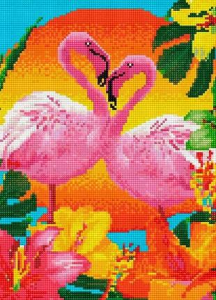 Алмазная мозаика на подрамнике Никитошка Пара фламинго 30 х 40...