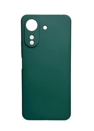 Силиконовый чехол для Poco C65 зеленый матовый с микрофиброй