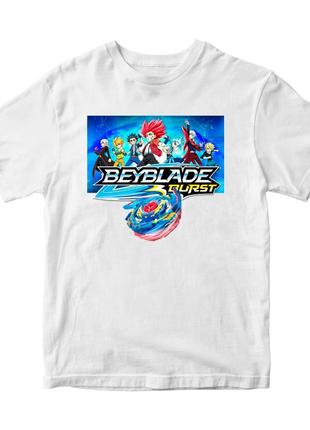 Футболка белая с принтом игры BeyBlade "Волчок Beyblade burst....