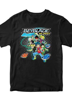 Футболка черная с принтом игры BeyBlade "Волчок Beyblade burst...