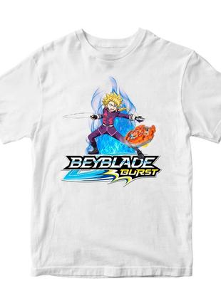 Футболка белая с принтом игры BeyBlade "Волчок Beyblade burst....