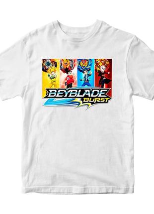 Футболка белая с принтом игры BeyBlade "Волчок Beyblade burst....