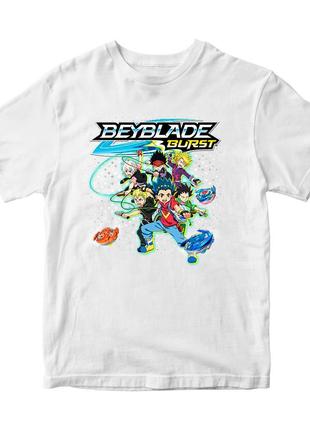 Футболка белая с принтом игры BeyBlade "Волчок Beyblade burst....