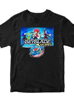 Футболка черная с принтом игры BeyBlade "Волчок Beyblade burst...