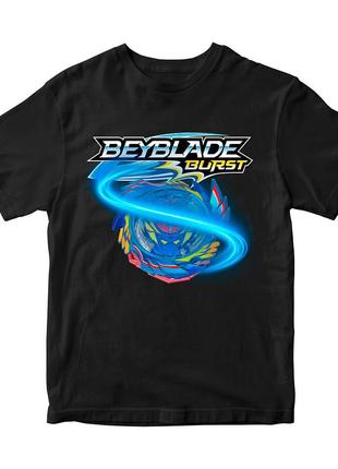 Футболка черная с принтом игры BeyBlade "Волчок Beyblade burst...